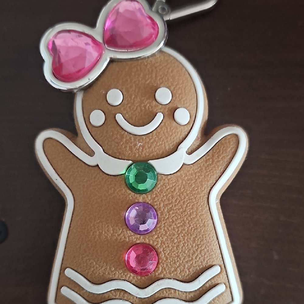 Bath & Body Works Gingerbread Man PocketBac Keychain with Gem Accents NWOT
